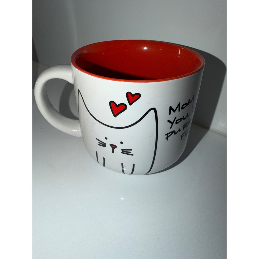 Blobby Cat by Pavilion Mom You're Purrr-fect Coffee Mug White Red 37101
